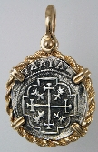 18433-Reverse; 1/16 inch Replica Treasure Coin in Rope Frame