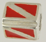 13422-Dive Flag Bead, four sided, epoxy enamel