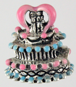 13428-Wddding Cake Bead, Enameled and Antiqued