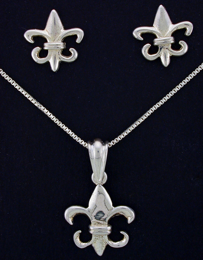 14583 and 14588-Fleur de Lis Earring and Pendant set