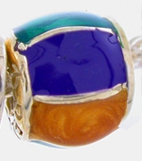 16965-Six Section Enameled Barrel Bead in Mardi Gras Colors