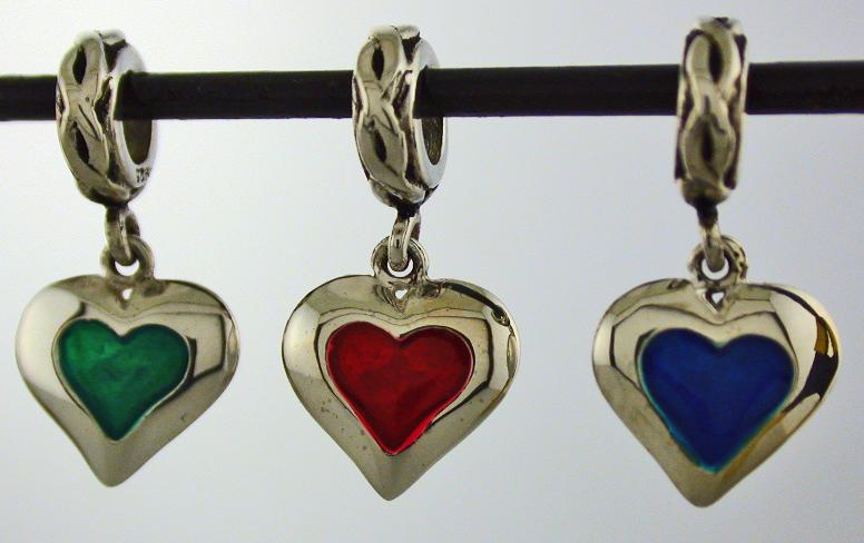 19140-Rondelle with Enameled Heart Dangle