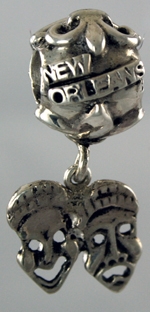 19186-New Orleans Bead with Comedy and Tragedy Dangle