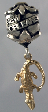 19188-New Orleans Bead with Alligator Dangle