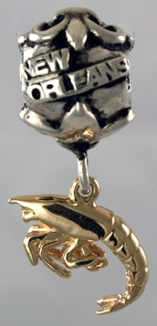 19190-New Orleans Bead with Crawfish Dangle
