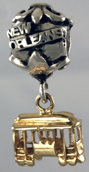 19198-New Orleans Bead with Streetcar (named Desire) Dangle