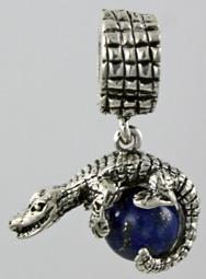 19204-Rondelle with Alligator Holding Lapis Bead