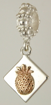19311A-Rondelle with 14K Pineapple on Sterling Square