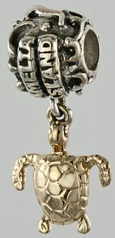 19229A-Amelia Island Bead with 14K Sea Turtle Dangle