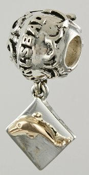19305A-Carlsbad Bead with Mixed Metal Dolphin Dangle
