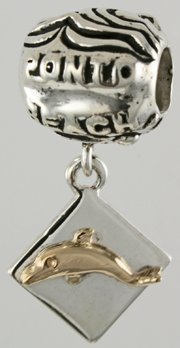 19306A-Ponto Beach Bead with Mixed Metal Dolphin Dangle