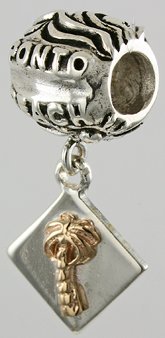 19307A-Pointo Beach Bead with Mixed metal Palm Tree Dangle