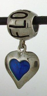 19147-HIgh Polish FLORIDA Bead with Enameled Heart Dangle