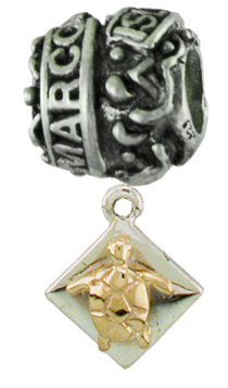 19216-Marco Island Story Bead with 14K and Sterling Turtle Dangle