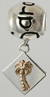 19269A-Sarasota Bead with Mixed Metal Palm Dangle