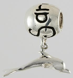 19271-High Polish Sarasota Bead with Dolphin Dangle