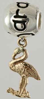 19274A-High Polish Sarsota Bead with 14K Flamingo Dangle