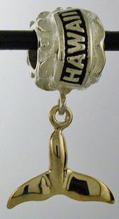 19144A-Hawaii Bead with 14K Whale Tail Dangle