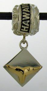 19145A-Hawaii Bead with Square Mixed Metal Whale Tail Dangle