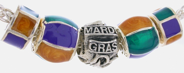 The Mardi Gras Necklace and Bracelet-Enameled in Mardi Gras Colors