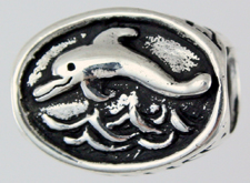 13838-Ocean City and Dolphin Oval Bead