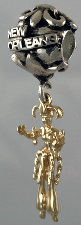19196-New Orleans Bead with Stilt Walker (Moko Jumbie) Dangle