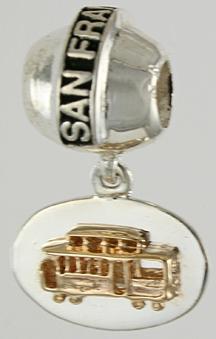 19288A-San Francisco Bead with Oval Mixed Metal Cable Car Dangle