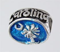 13902-Enameled South Carolina Crescent and Palmetto bead