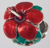 13871-Enameled Hibiscus (Red) Bead