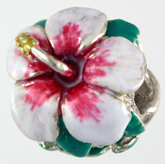13871-Enameled Hibiscus (White) Bead
