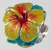 13871-Enameled Hibiscus (Yellow) Bead