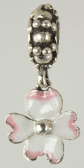 19312-Granulated Rondelle with Enameled Dogwood Flower