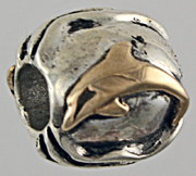13605A-Wave with Dolphin - Dolphin and Wave Bead