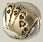 13640A-Three Aces and Dice on Sterling Lozenge Bead