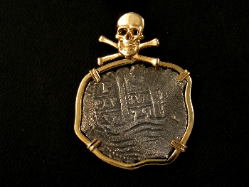 Authentic Treasure Coin with Skull and Bones Framing