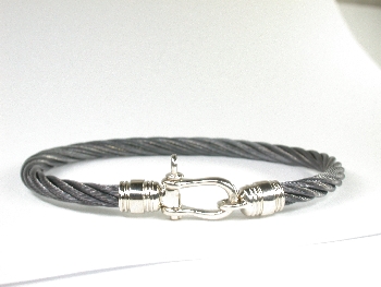 Shackle Clasp Black Cable Bracelet