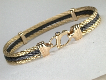 Stainless and Gold Cable Bracelet