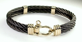 Pin Shackle Clasp Black Cable Bracelet