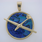 Aviation Inspired Fine Jewelry - Glider on Sea Opal Abalone Disc