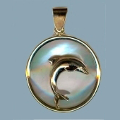 New Zealand Sea Opal Abalone and Mother of Pearl Jewelry - Dolphin on Sea Opal