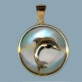 Dolphin on Blue Sea Opal (Paua Shell)