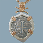 Atocha Treasure Coin with Skull and Bones Frame