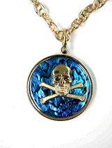 Skull and Bones on Blue Sea Opal