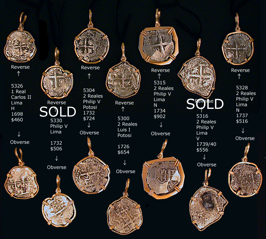 Princess Louisa, 1743 - Authentic Princess Louisa Treasure Coins - One and Two Reales