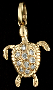 15359D-Green Sea Turtle with Diamonds