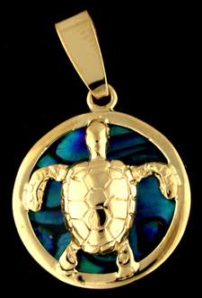 15852-Green Sea Turtle on Blue Sea Opal