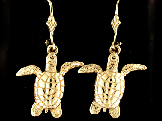 30596-Green Sea Turtle Leverback Earrings